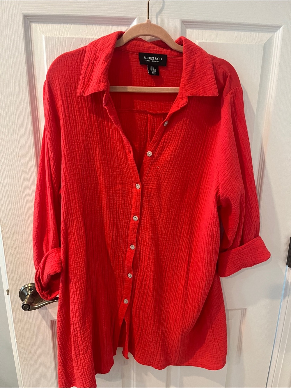 Jones New York Bright Orange/ Coral  Button-Down Shirt